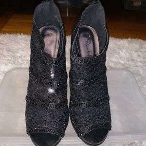 Black lace heels